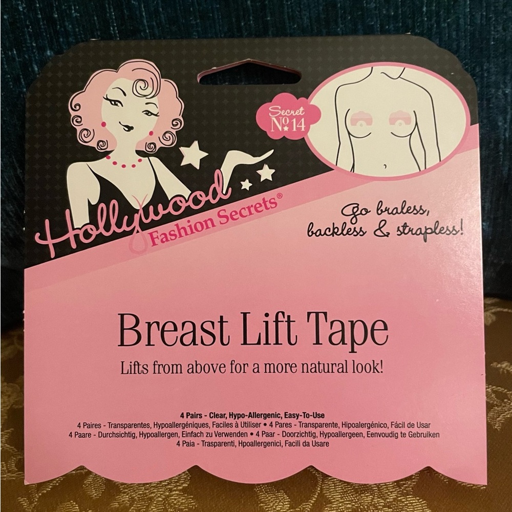 New Sealed in Box Hollywood Clear Breast Lift Tape. Clear. 4 Pairs.